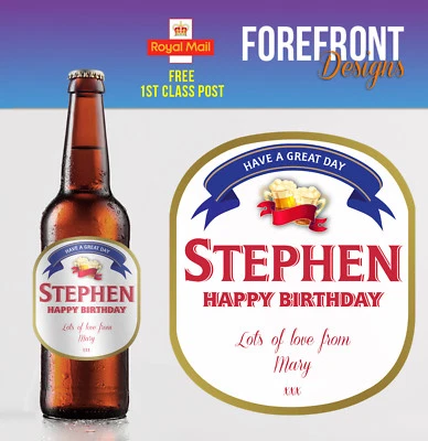FOREFRONTDESIGNS Personalised Premium Beer/Lager Spoof bottle labels - Perfect Birthday Gift