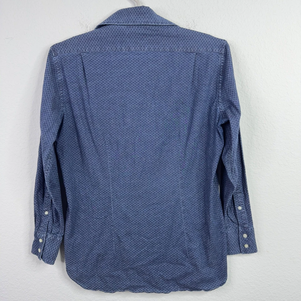 Camisa Michael Bastian Hombre L 16 32/33 Borde Azul Estampado Botón Informal Geométrica Foto 2 de 4