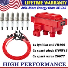 1x Ignition Coil + 6x Spark Plug+ 6x Wire Set for Ford F-150 Mazda Mercury FD488