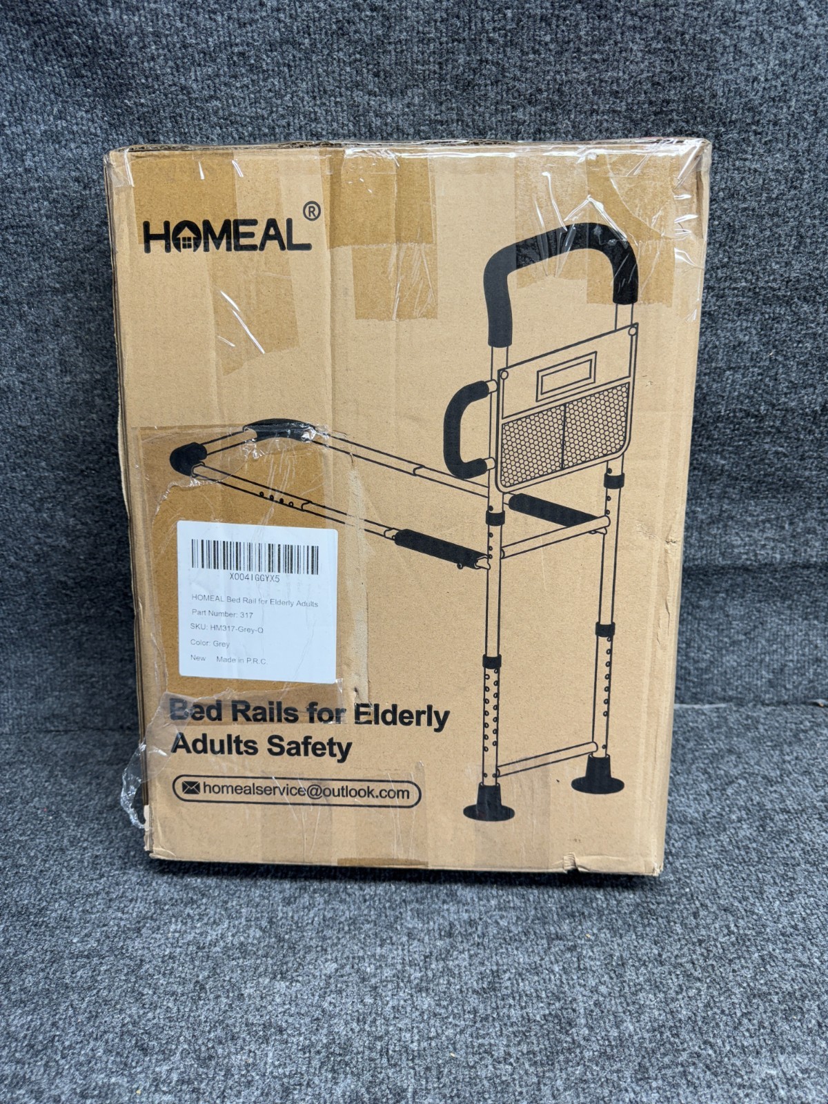 HOMEAL Bed Rails for Elderly Adults Safety Adjustable Bedside Assist Rail Grey