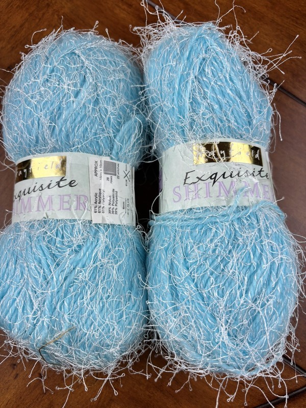Hayfield Exquisite Shimmer Acrylic Yarn  Lot 163 Two 50 Gram Skeins Sky Blue