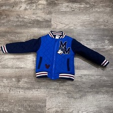 Disney Mickey Mouse Kids Blue Quilted Varsity Bomber Jacket 4T LYMJ603