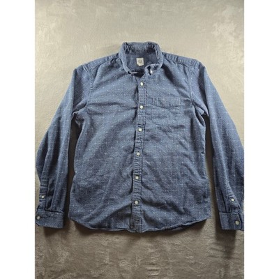 Gap Button Down Shirt Mens L True Navy Indigo Twill Grid Pattern S/353675-01