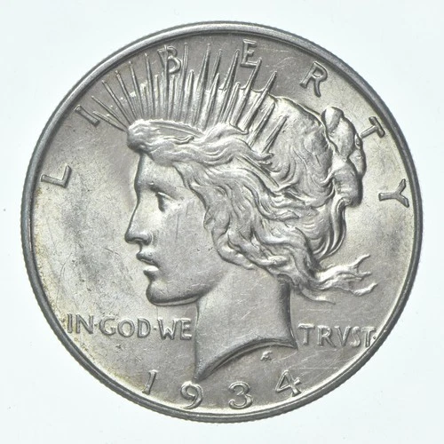 (1) XF 1934-D Peace Silver Dollar 90% - Extra Fine - Denver Mint *8702