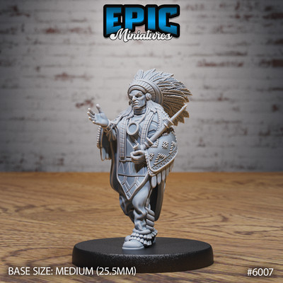 D&D Miniature - Native Tribe Chief - 3D Model Print DnD RPG Figur Druck