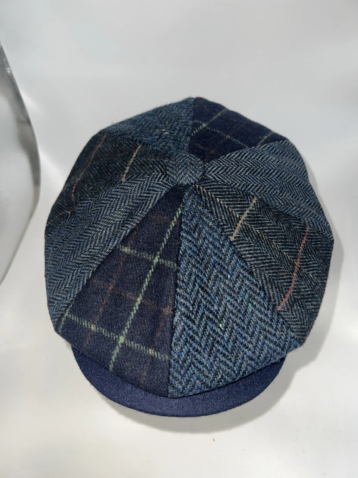 Navy Blue Patchwork peaky blinders hat newsboy flat cap. Size S/M & L/XL