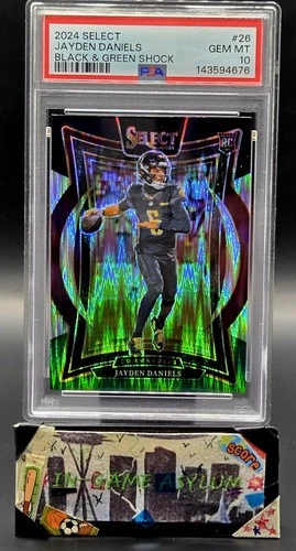 💥2024 Select Jayden Daniels #26 SP Black & Green SHOCK Prizm Rookie PSA 10!💥