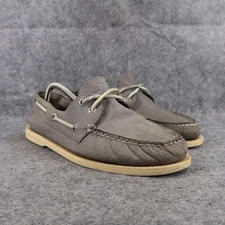 Sperry Mens 8 Top Sider Boat Shoes Classic Leather Lifestyle Preppy 2 Eye Grey