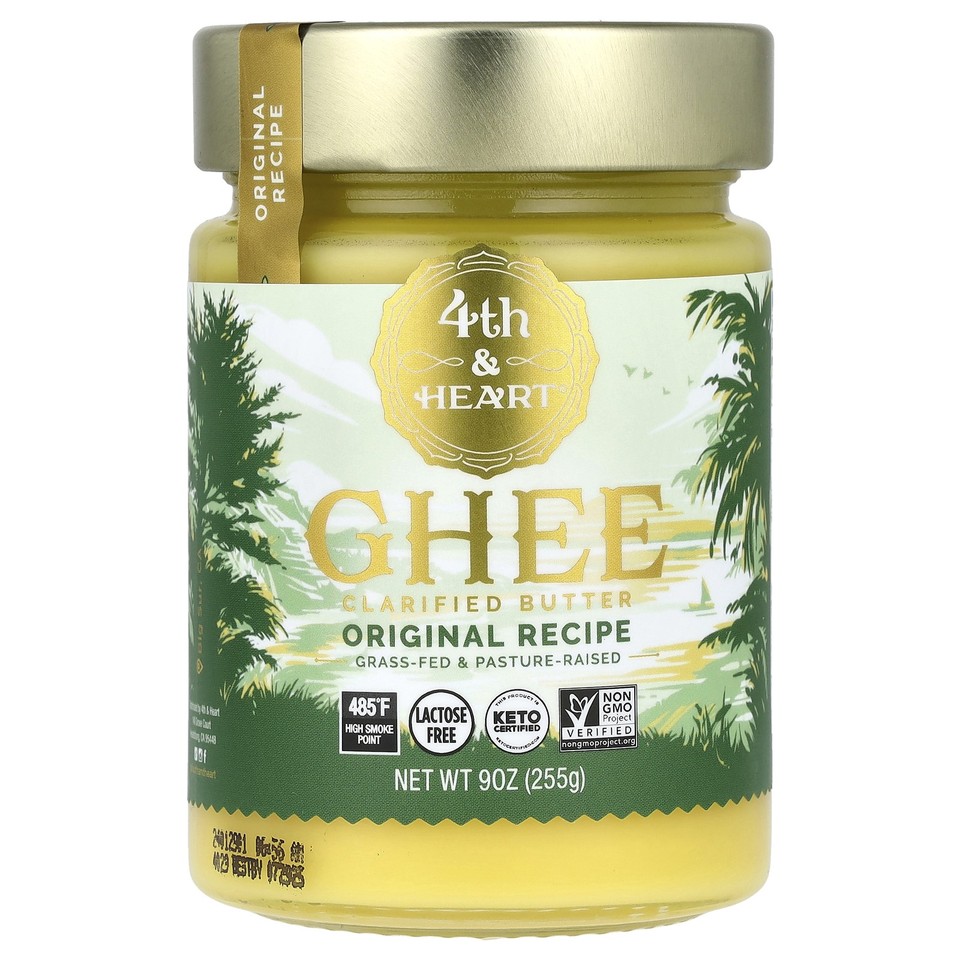 4th  Heart Ghee Butter Grass-Fed Original Recipe 9 oz 255 g Grass-Fed, Kosher,