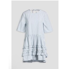 Ganni Striped Ruffle Mini Poplin Dress Sz 38 (M)