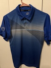 Nike Golf Polo Shirt Youth Boys Size M Medium Blue Tiger Woods TW Logo On Back