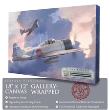 A6M2 Zero - Tainan Kokutai - 18"x12" Canvas | INCLUDES: Wing Section Piece