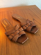 Saint Laurent YSL Tribute Mules Flat Sandals ...