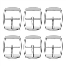 6 Pcs 0.8 Inch Single Prong Buckles Square Center Bar Buckles, Silver Tone