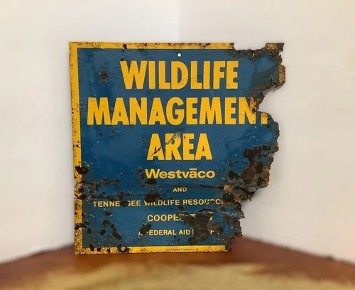Vintage Westvaco Tennessee Wildlife Management Tin Sign