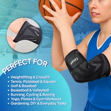Caspe 2-Pack Elbow Sleeve Brace Wrap Adjustable Support Arm Arthritis Tendonitis