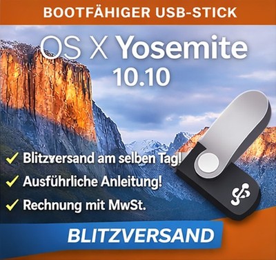 Mac OS X 10.10 Yosemite macOS USB Boot Stick! Blitzversand noch am selben Tag!