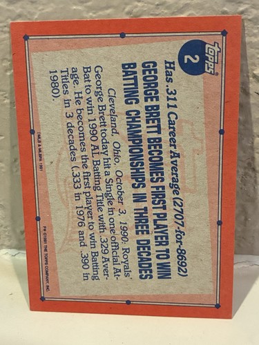 1991 Topps Desert Shield #2 George Brett Record Breaker Royals NRMT - Picture 2 of 2