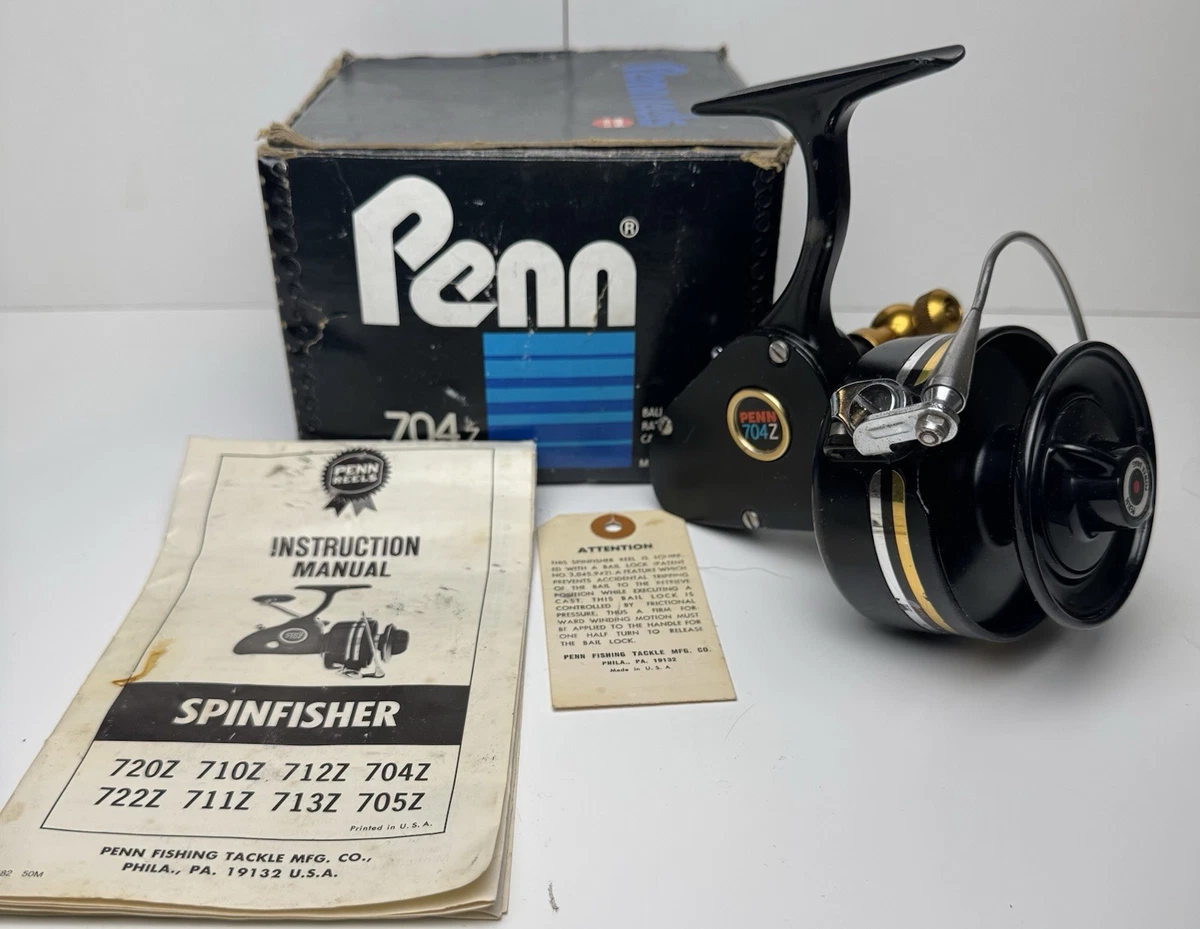 Moulinet De Pêche Vintage Penn 704Z - Noir Et Or, Dans Sa Boîte D'origine