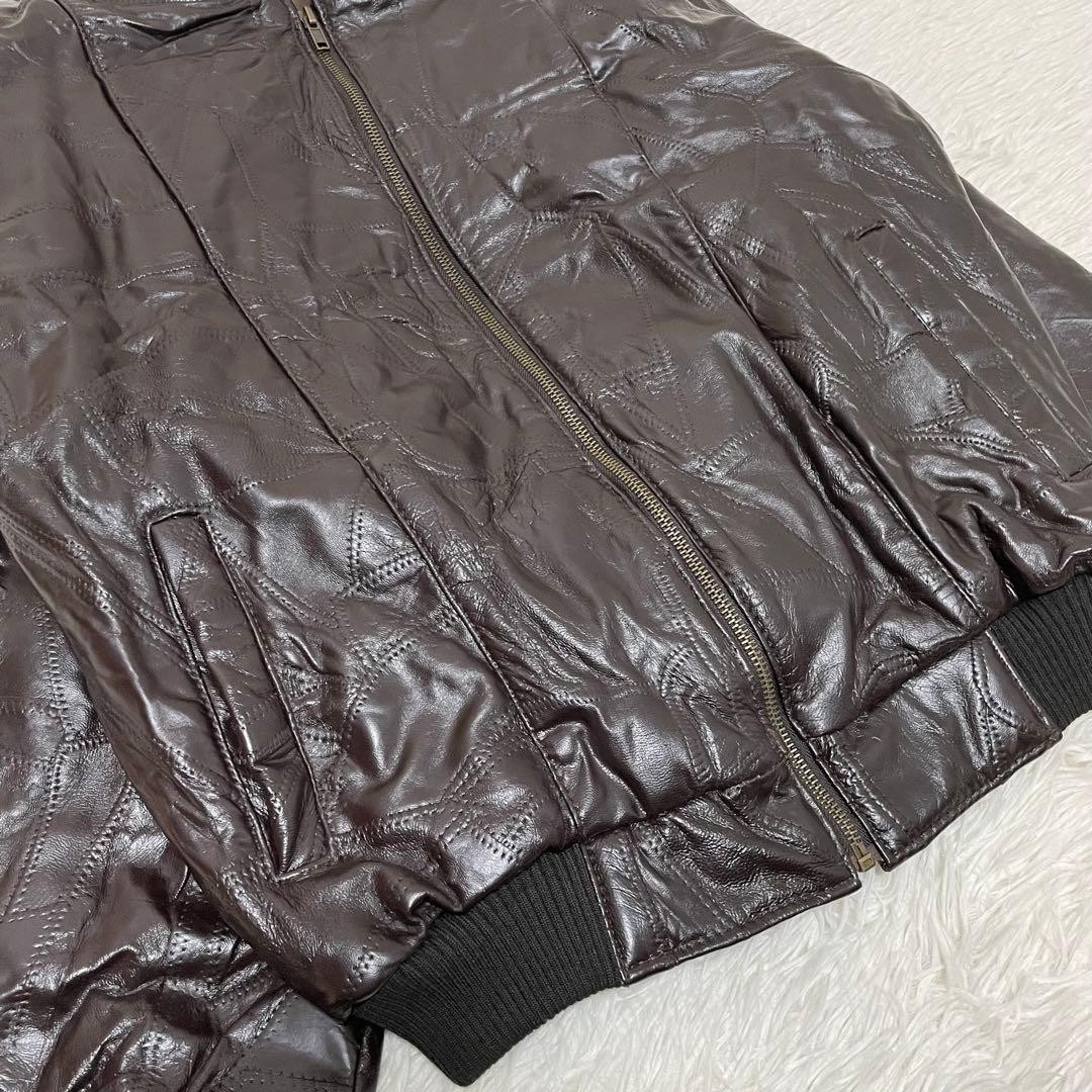 Rare patchwork lamb leather jacket L equivalent M… - image 5