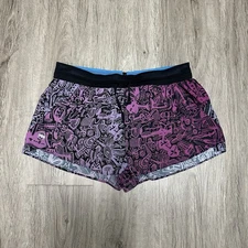 Janji AFO Middle Shorts Womens Medium Abstract Lined Zip Pocket Drawstring