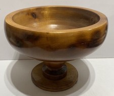 Vintage Mid Century Wooden MCM Pedestal Bowl Approx 9.5x7x6