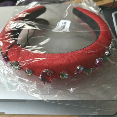 ZAXIE BY STEFANIE TAYLOR Padded Jewel Headband in RED | MSRP  display picture 1