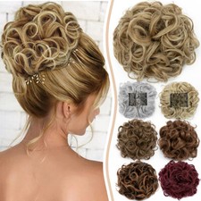 Thick As Human Messy Bun Clip in Hair Extensions Curly Scrunchie Updo Chignon US