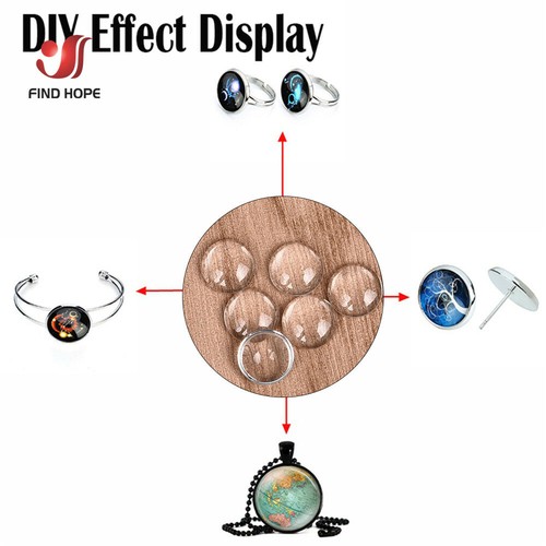 Round Flat Back Transparent Clear Glass Dome Cabochon Jewelry Making Wholesale - Picture 3 of 22