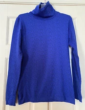 ATHLETA Flurry Peak Turtleneck Top Size Large Blue/Black Long Sleeve Women's