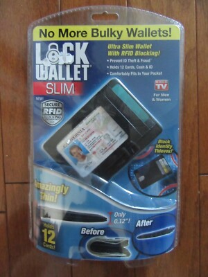 Amazingly Slim Lock Wallet As Seen on TV Holds 12 Cards RFID Block ID Holder