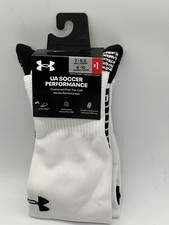 ONE PAIR MENS UNDER ARMOUR UA SOCCER PERFORMANCE OVER THE CALF SOCKS WHITE MED