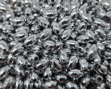 1,000 pcs Metallic Silver Plastic Pearls 5mm x 8mm Oval Oat Beads Craft