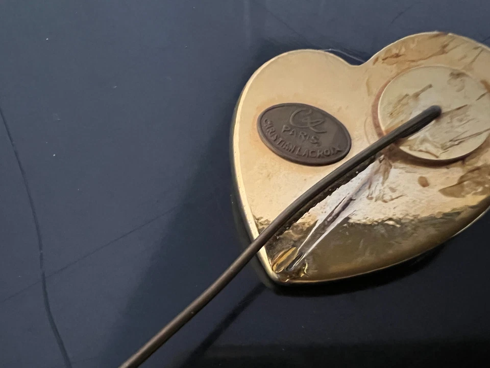 CHRISTIAN LACROIX BROSCHE,Herzbrosche,Goldfarben,Anstecker 80er,Haute-Couture - Bild 4 von 4