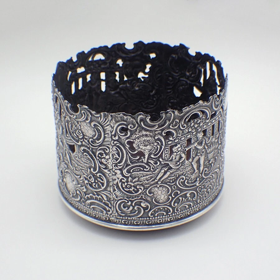 Ornate Bottle Coaster 800 银色木制底座 — 第 2/4 张图片