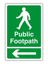 Public Footpath arrow left safety sign - for indoor/outdoor usage PVC, Sticker 