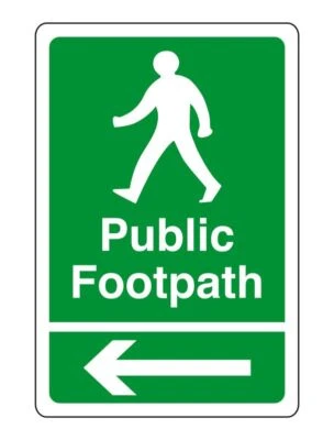 SAFETY FIRST DISPLAY LTD Public Footpath arrow left safety sign - for indoor/outdoor usage PVC, Sticker