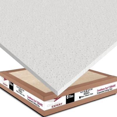 CEILING EXPERT Suspended Ceiling Tiles Sandtone Square Edge Like Dune Supreme, 595mm x 595mm