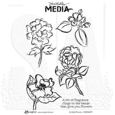 Dina Wakley Media Cling Rubber Stamps - Scribbly Flowers MDR46097 | eBay