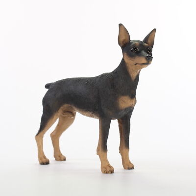 Miniature Pinscher Figurine Hand Painted Collectible Statue Black