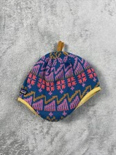 Patagonia Baby Reversible Beanie Geo Knit Small Pink Blue Hat