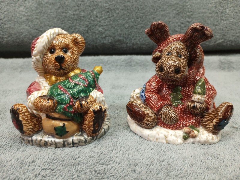 Boyd's Christmas Bears Grenville & Manheim Salt And Pepper Shakers 1998