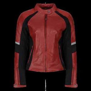 MotoGirl Fiona Leather Motorcycle Jacket Ladies Womens Ce Aa Red
