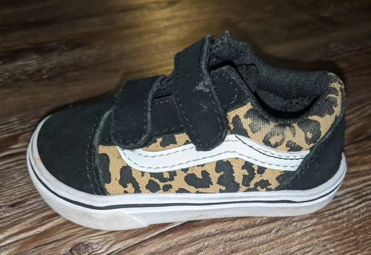 Vans ComfyCush Old Skool girls leopard print sneakers toddler size 4.5