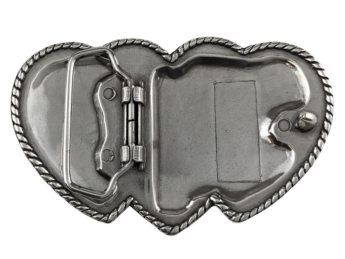 WESTERN ANTIQUE SILVER ROPE EDGE THREE HEART ENGRAVED BELT  display picture 2