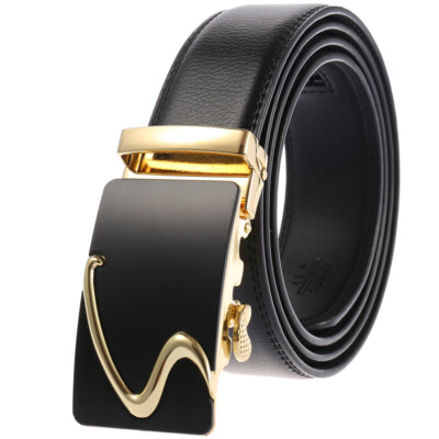 Hot Sale Men's Cow Leather Belt Automatic Buckle Belt Ratchet Strap Gift Dress E - Foto 10