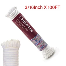 Clothesline Rope Multi Purpose 3/16Inch Laundry Line Dryer Home Camping 100 Ft
