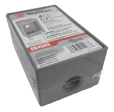 TayMac SB450S 1-Gang Weatherproof Outlet Box Gray Four 1/2" Outlets  NEW