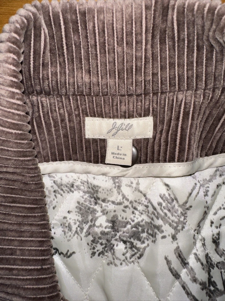 J. Jill | 女式棕色灯芯绒双排扣夹克大号豌豆大衣 — 第 4/4 张图片