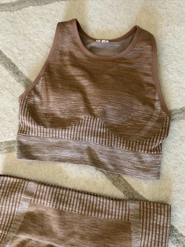 Set of 2 Ryka Coco Brown Sports Bra High Waisted Contouring Leggings Size Medium - Image 3 of 4